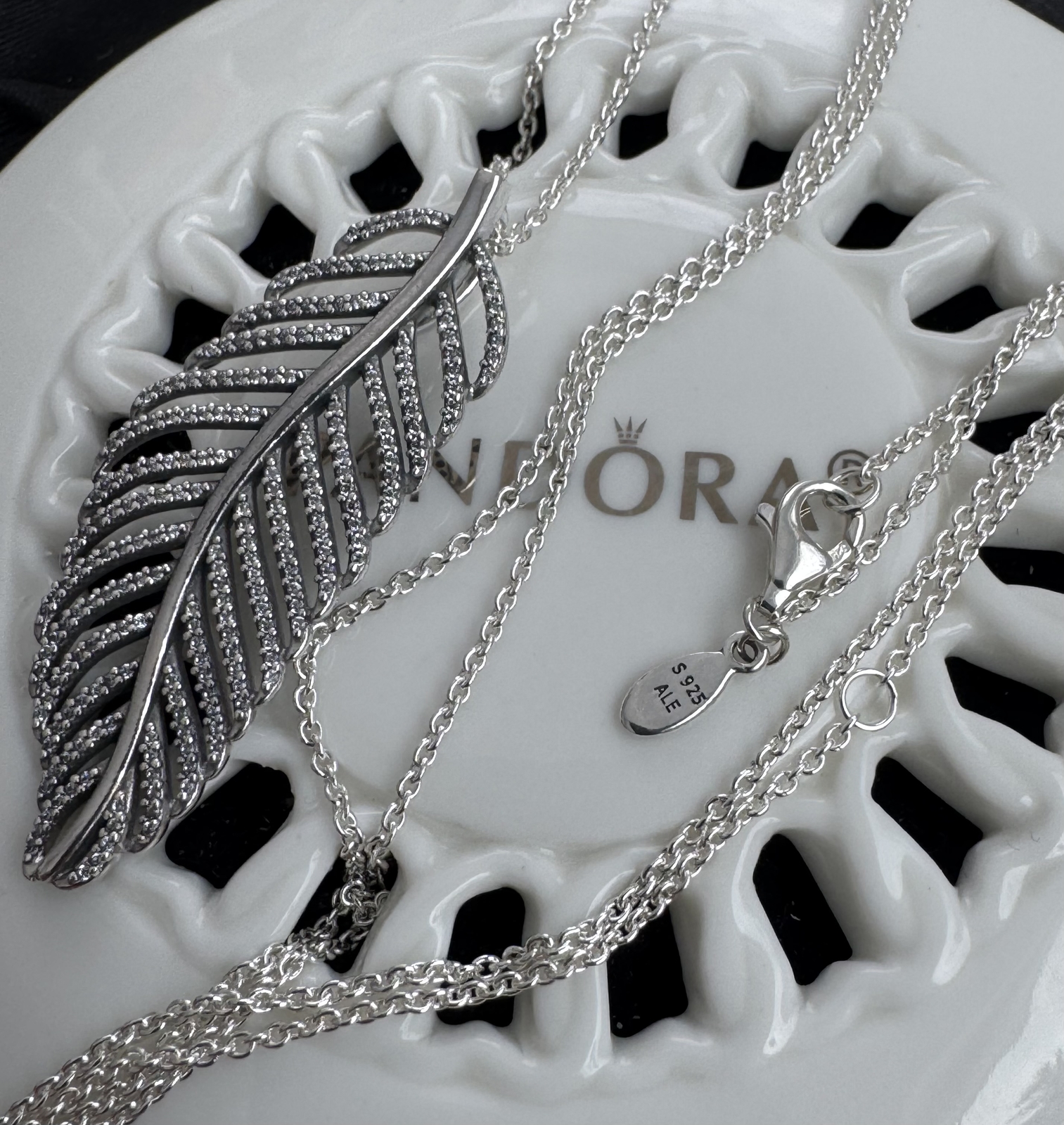 Authentic Pandora Light as a Feather Chain Necklace #390397CZ- 90 cm / 35.4 in
