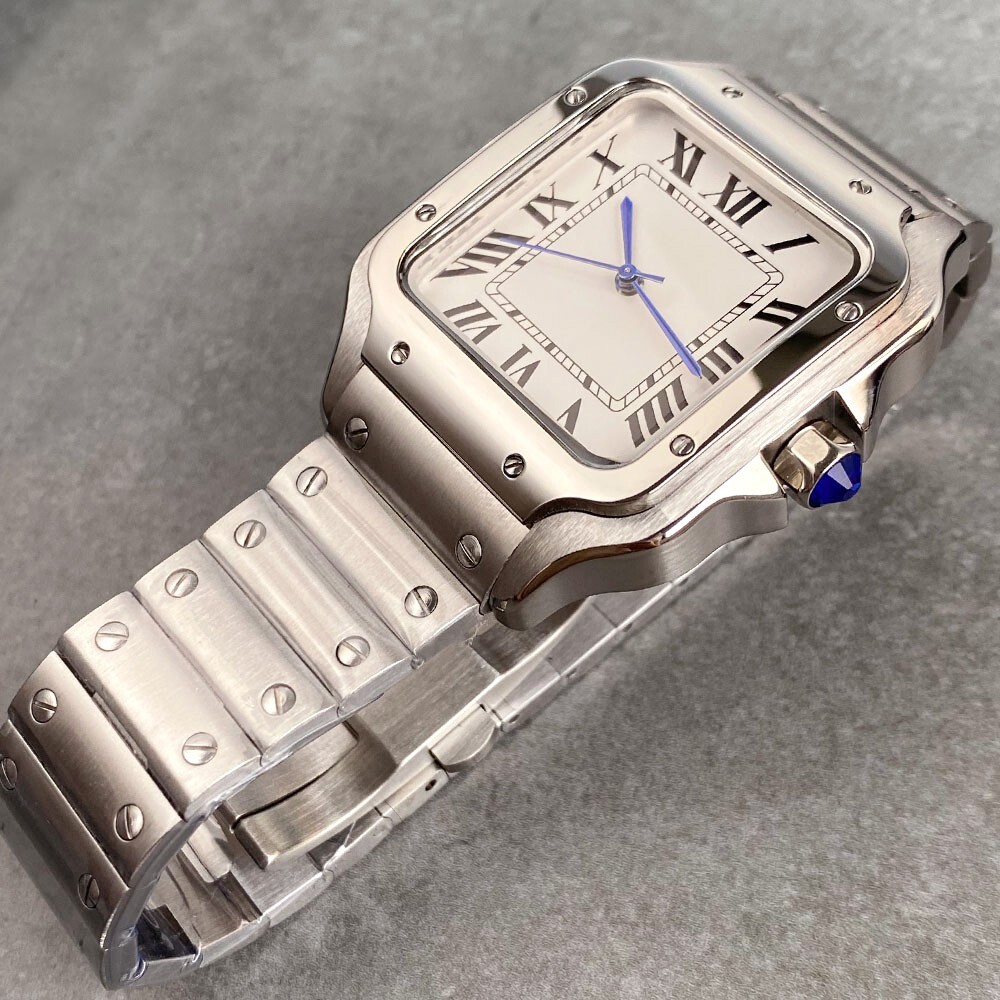 38mm Retro Simple Square White Dial NH35A Automatic Sapphire Glass Men Watches