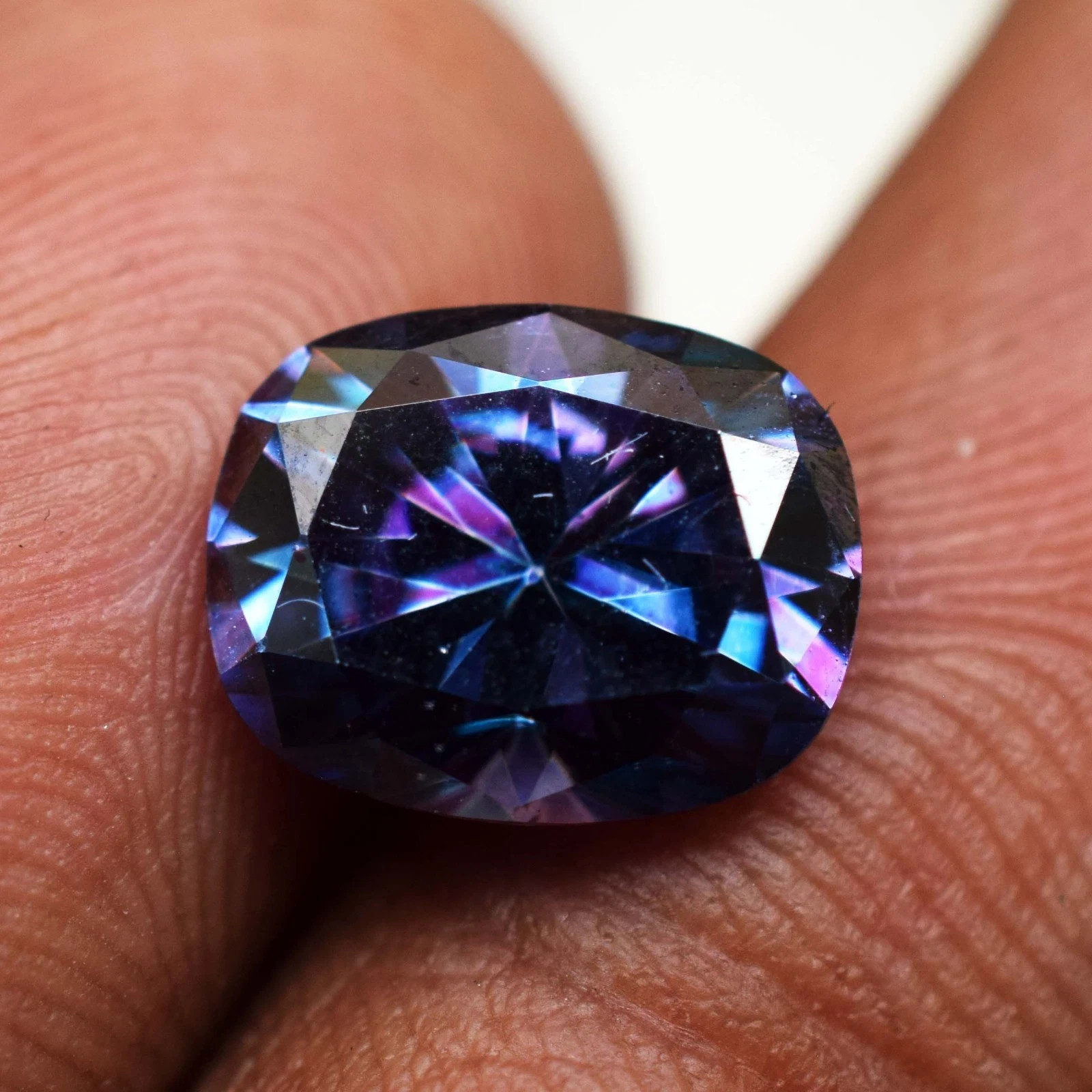2.82 Ct Certified Lab-Created Purple Blue Diamond Cushion Cut Sparkling Gemstone