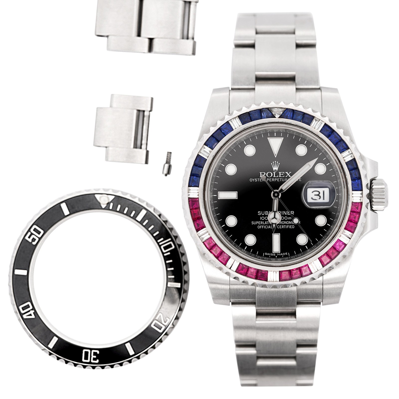 Rolex Submariner Date 116610 SARU Bezel Watch w Papers