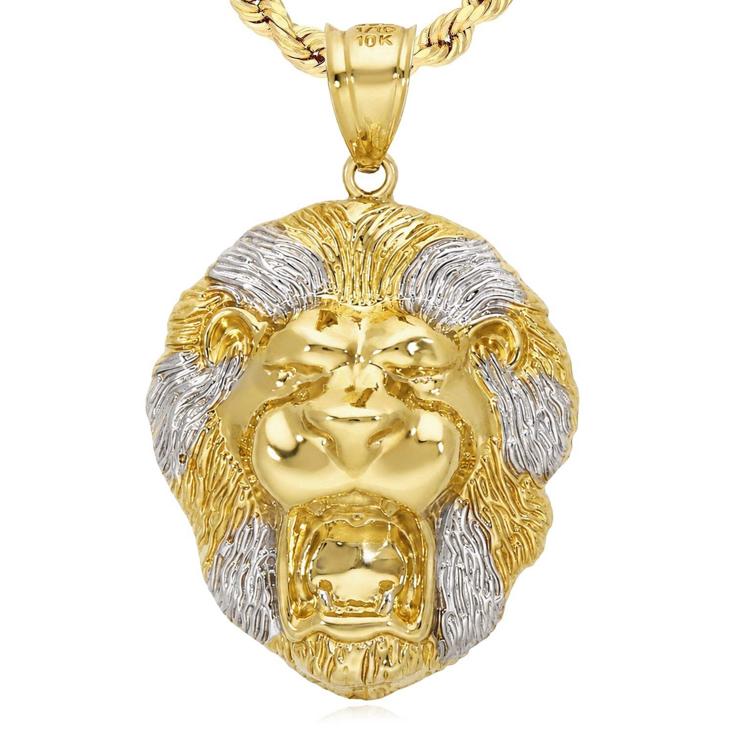 10K Yellow Gold-Filled Lion Face Pendant 1.4″ 1.6″ 1.8″