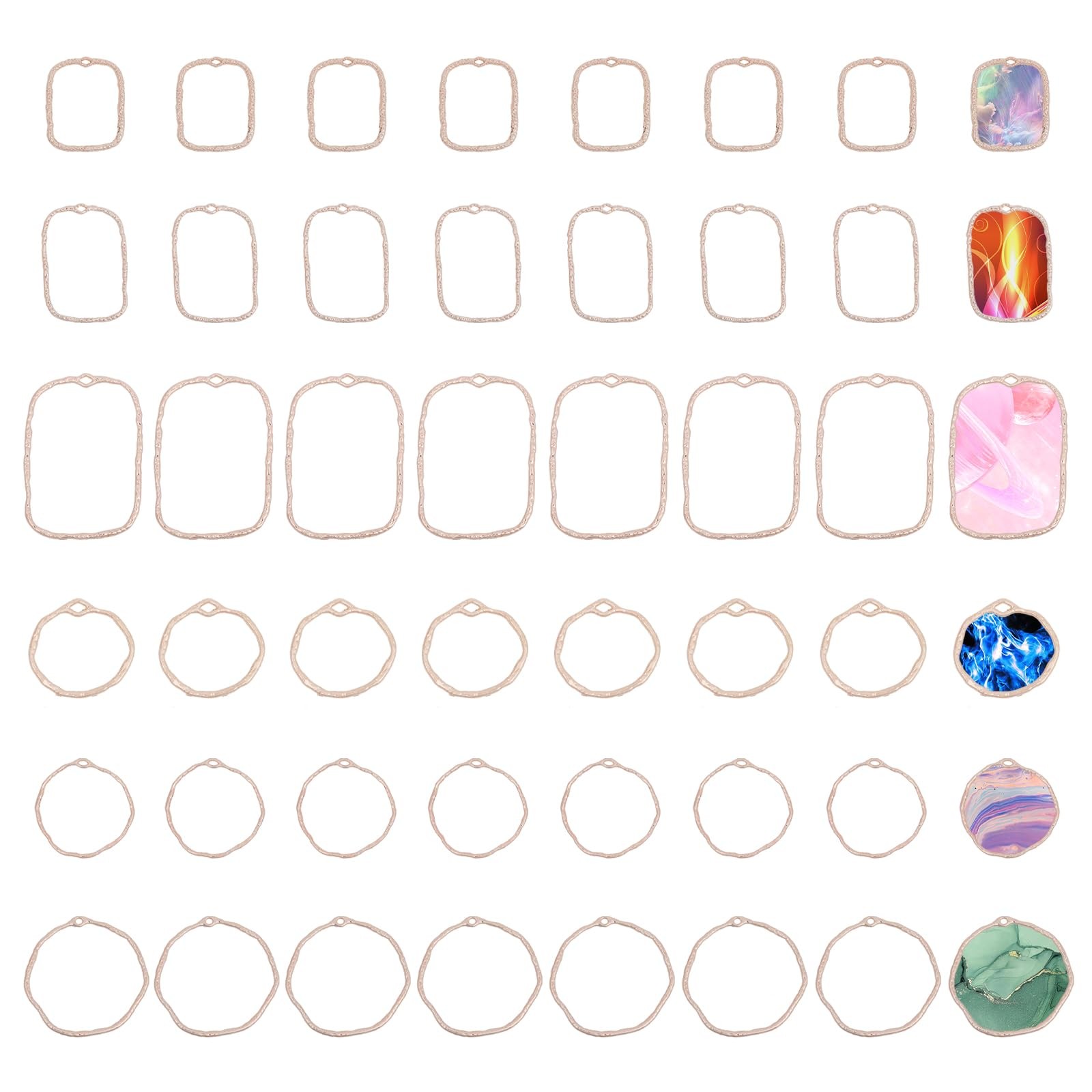 CHGCRAFT 48Pcs 6 Styles Open Back Bezel Pendants DIY UV Resin Pendants Resin