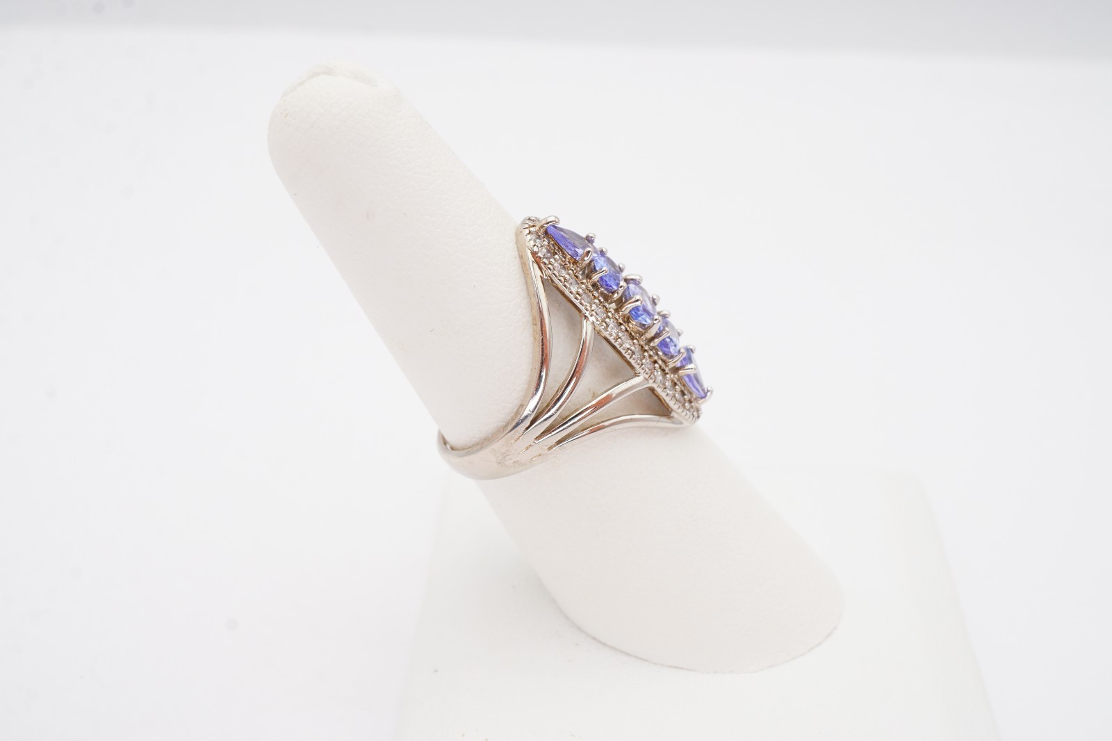 Sterling Silver 925 Iolite White Topaz Ring Size 7