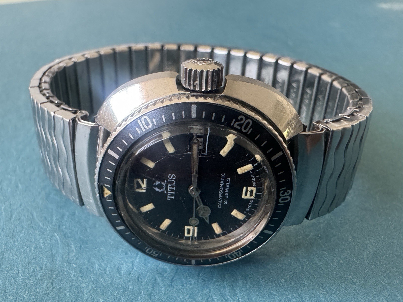 VINTAGE 1960s SOLVIL TITUS CALYPSOMATIC DIVER WATCH 21J AUTO STUNNING TROPICAL