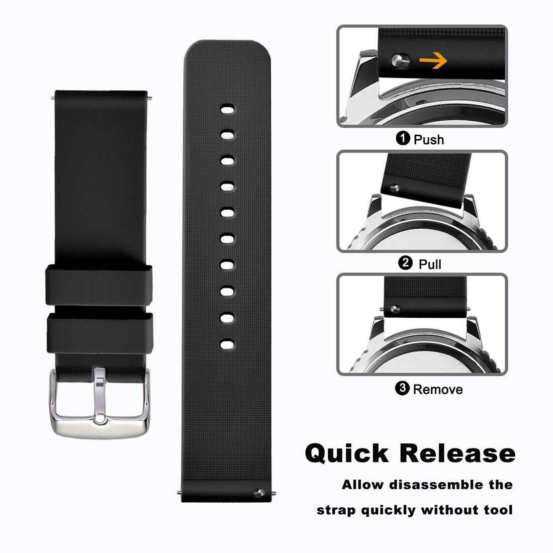 WOCCI Straps 14mm 16mm 18mm 19mm 20mm 21mm 22mm 24mm Silicone Rubber Watch Bands