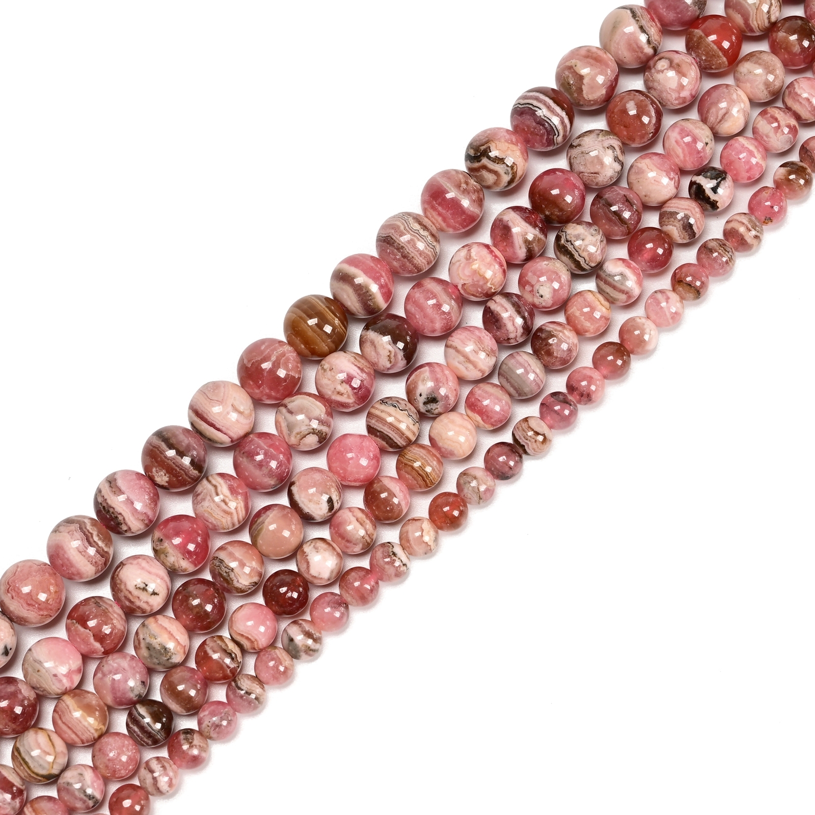Natural Grade A Rhodochrosite Smooth Round Beads Size 6mm 8mm 10mm 15” Strand