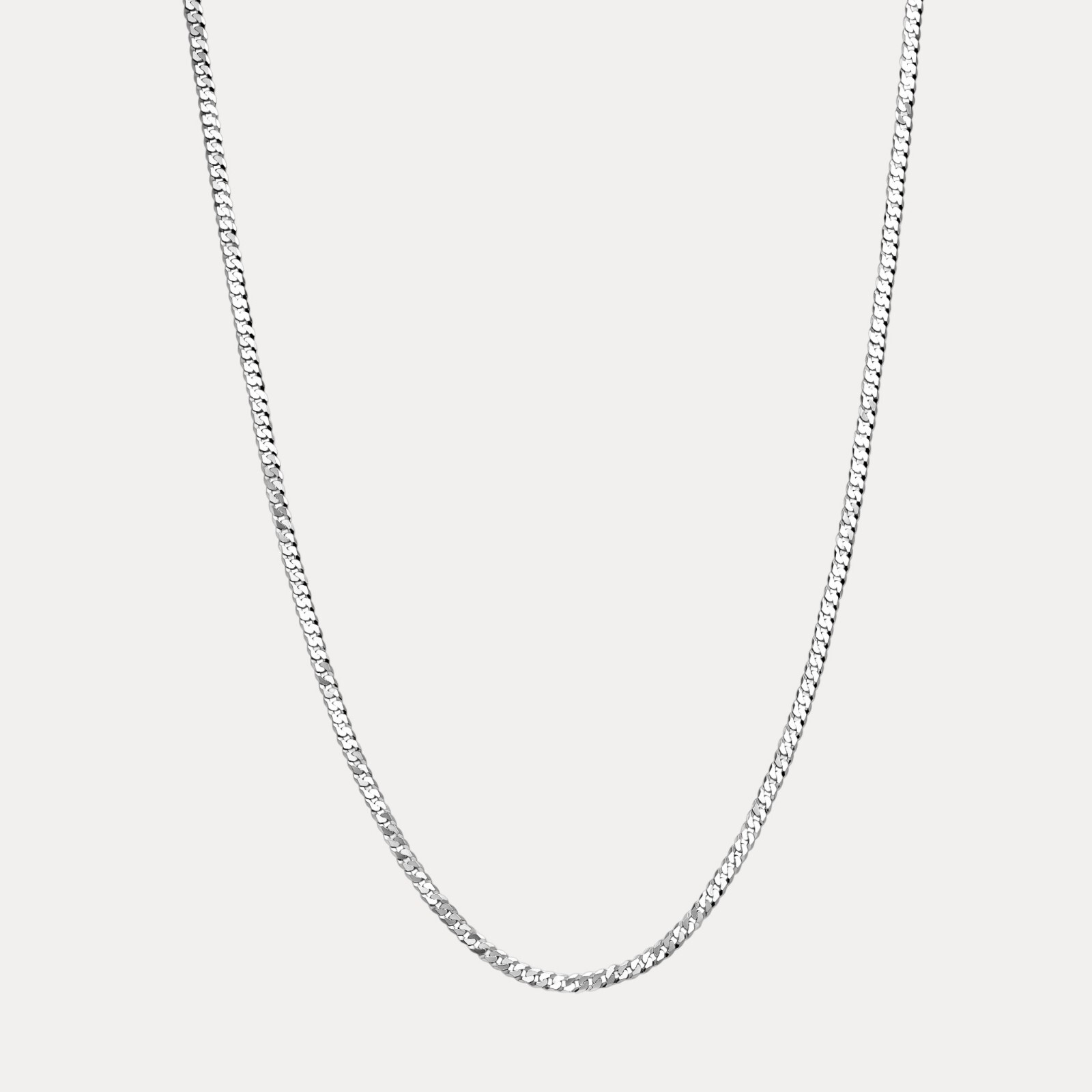 925 Sterling Silver 4mm Flat Curb Cuban Link Necklace Mens Ladies Italian Chain