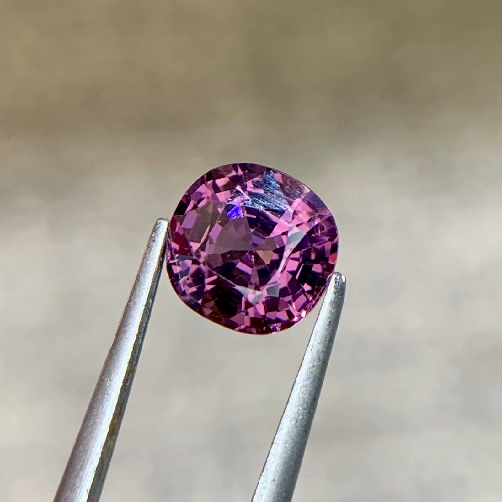 1.60 Carats Pink Purple Spinel Stone Cushion Cut Natural Burmese Gemstone