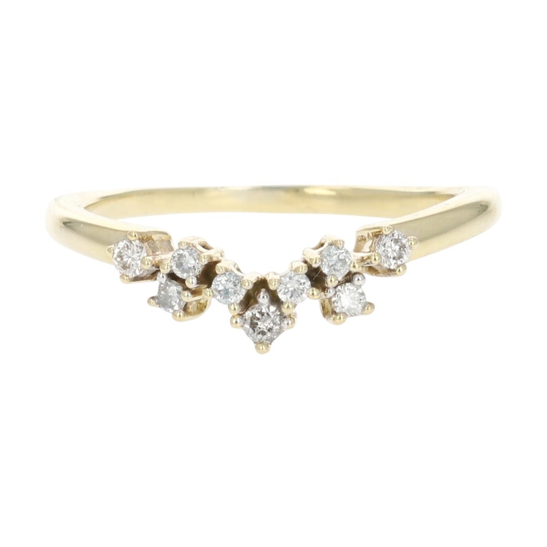 .13ctw Diamond Prong Set Contoured Wedding Band Ring 14k Yellow Gold Size 6.75