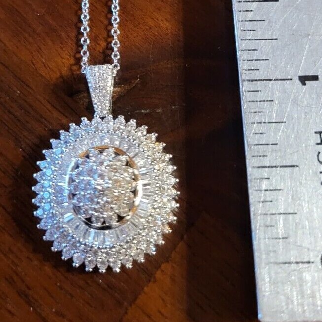 Fuzion Creations International .925 Sterling Silver CZ Round Pendant & Necklace