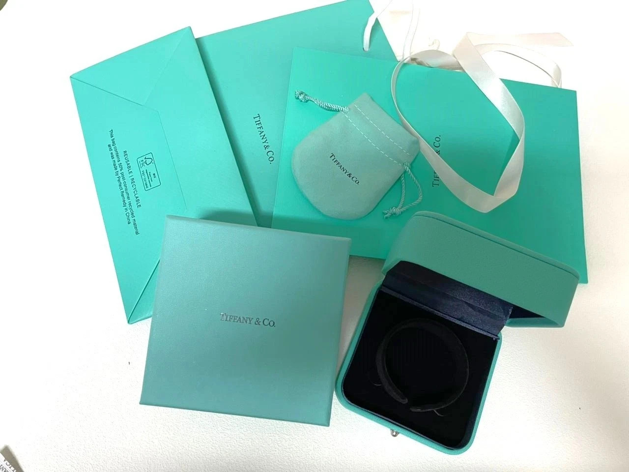Tiffany & Co Watch or Bracelet Presentation Gift Storage Box in Blue Leather