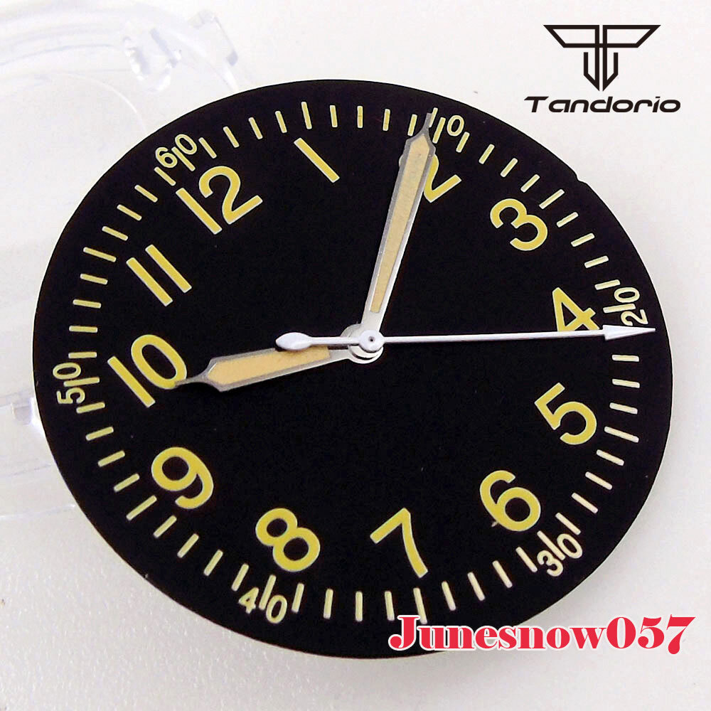 Tandorio 33.5MM Black/Yellow/White Watch Dial Fit NH35 NH36 SKX ETA2824 Movement