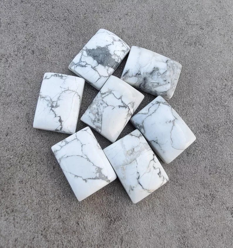Natural White Howlite Rectangle Cabochon 6x8mm To 20x25mm Loose Gemstone