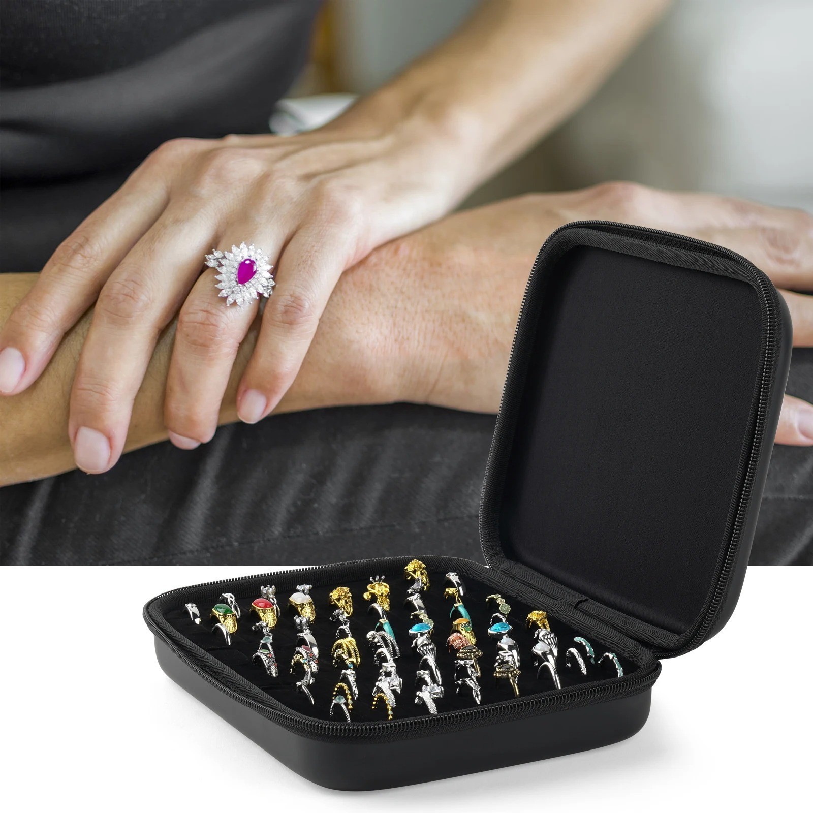 50+ Slots Ring Organizer Storage Case Jewelry Ring, Display Collector, Only Box