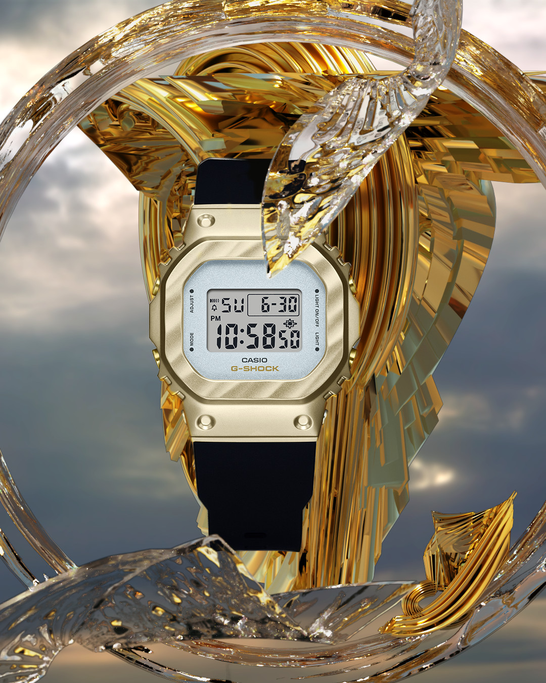 CASIO G-SHOCK GM-S5600BC-1 GOLD IP BEZEL COMPACT DIGITAL WATCH