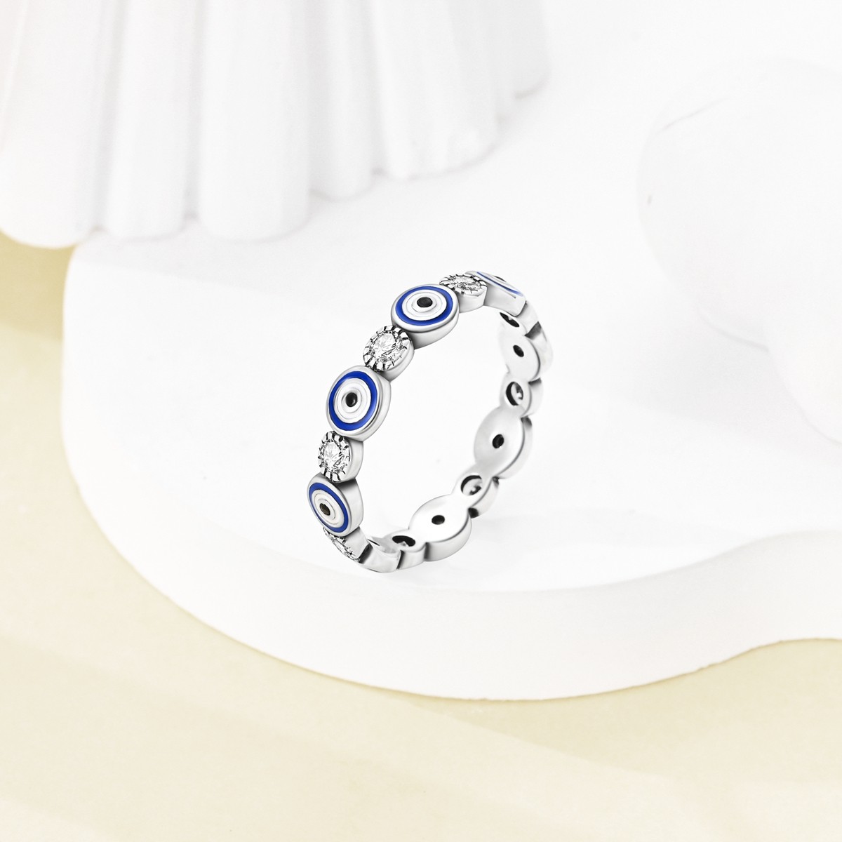 LAZA New 925 Sterling Silver The Blue Eye Faith Finger Ring AAA CZ Women Jewelry