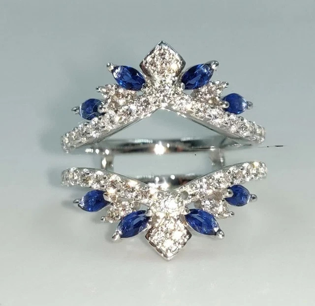 2Ct Round Cut Lab-Created Sapphire Diamond Enhancer Ring 14K White Gold Plated