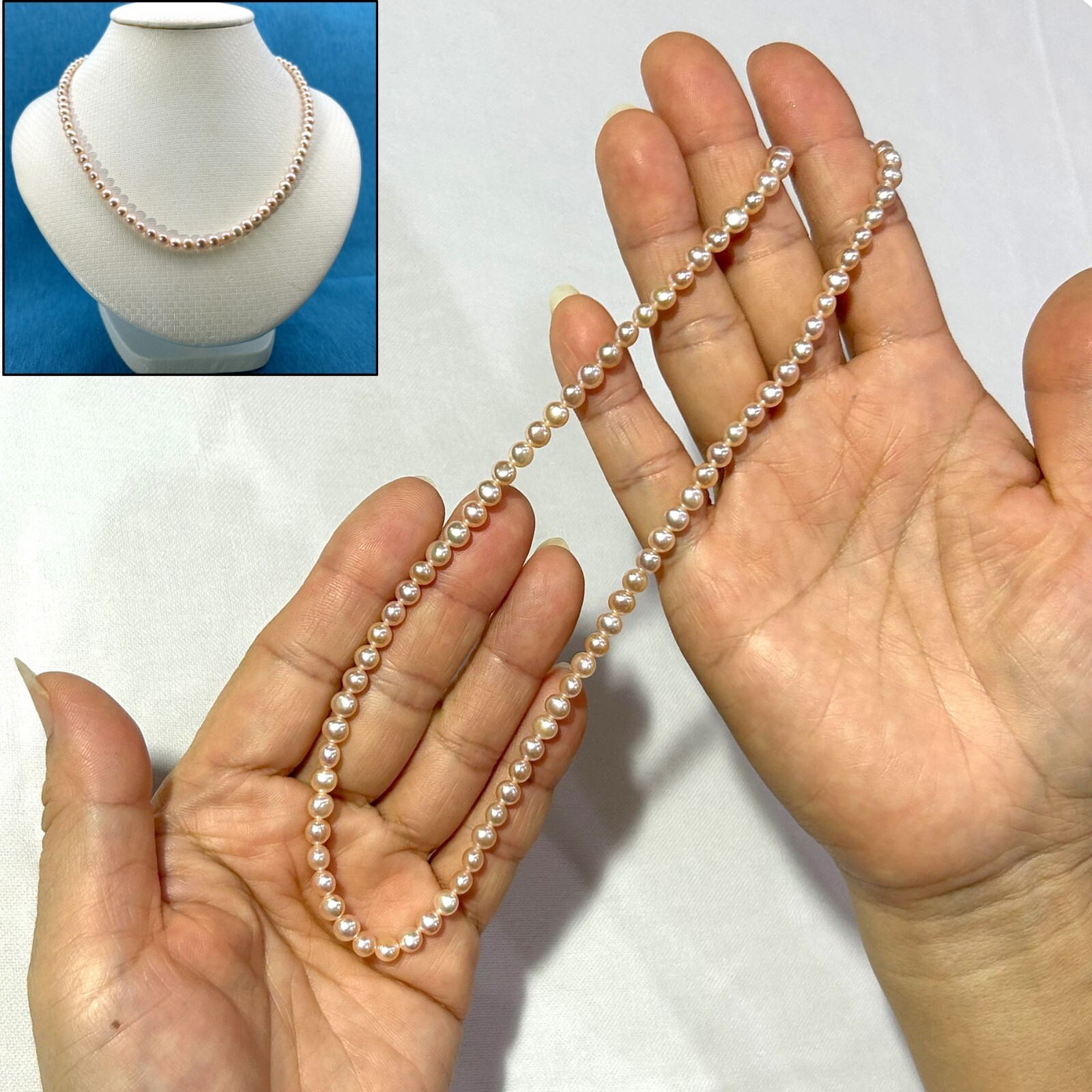 14k Spring Ring Clasp Pink Pearl Choker, Pearl Necklace, Real Pearl Necklace