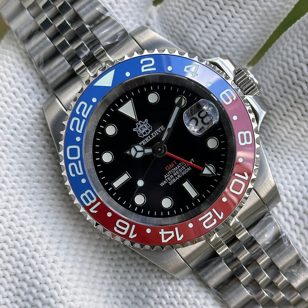 STEELDIVE SD1993 Mens GMT Automatic Dive Watch Steel Popular