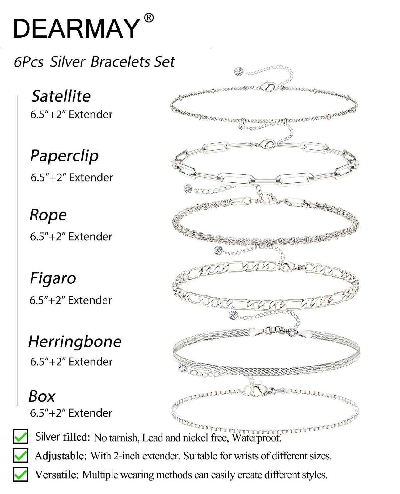 Waterproof Gold Bracelet Set for Women – Non-Tarnish Cuban Paperclip Chain, Stac
