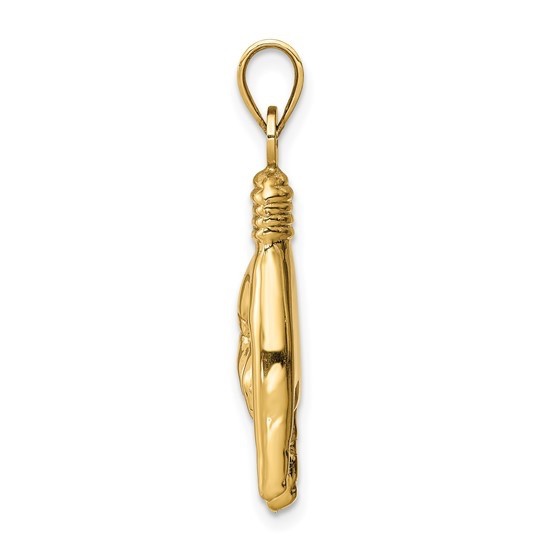 10k Gold Italian 3D Hand Cornuto Charm, 10K Real Gold 1″ Mano Cornuto -10K6393