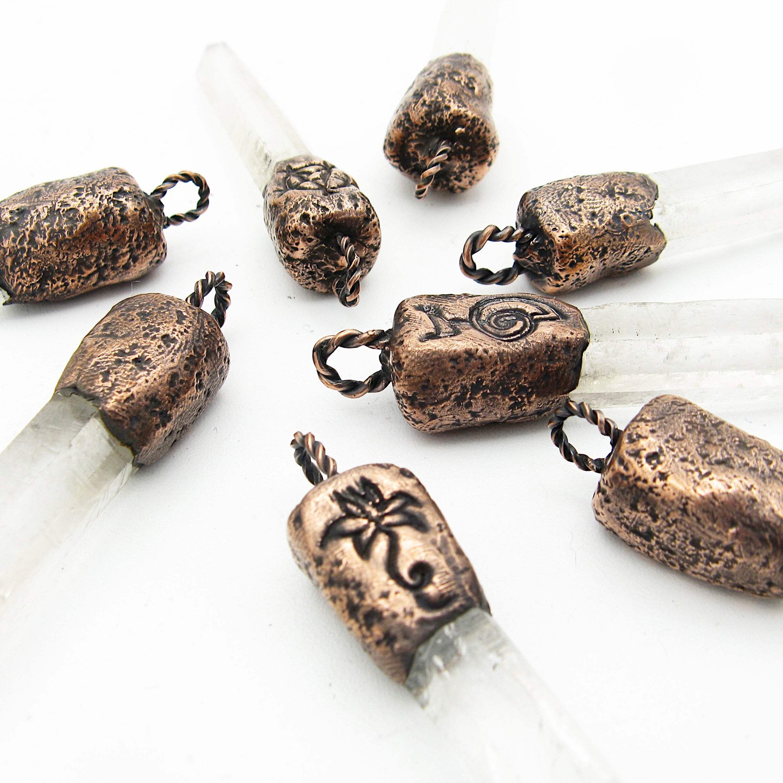 Copper Quartz Point Pendant ONLY No Chain – Mystical Symbol Handmade Jewelry