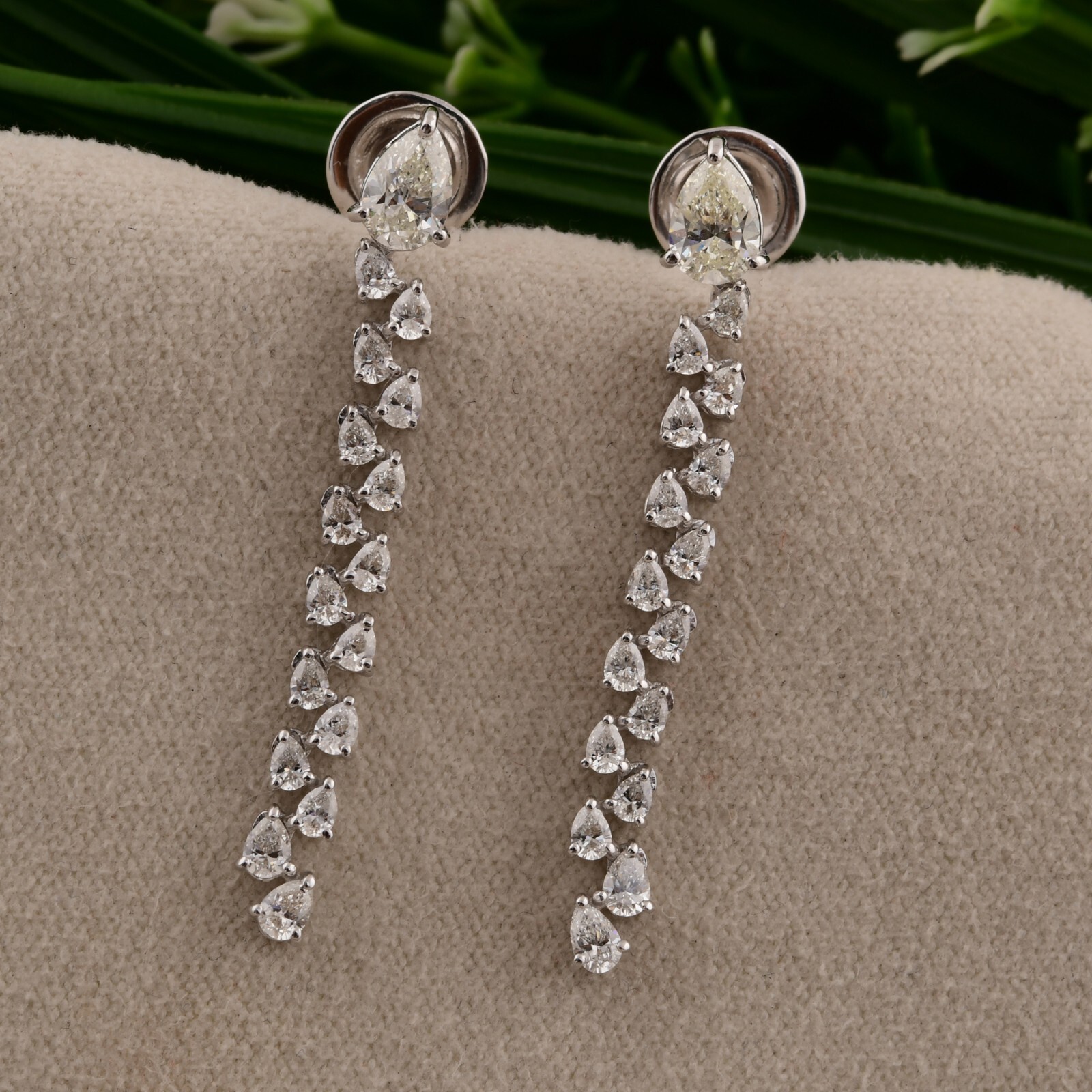1.83 Ct Pear Lab Grown Diamond Dangle Earrings 14K White Gold CVD Birthday Gift