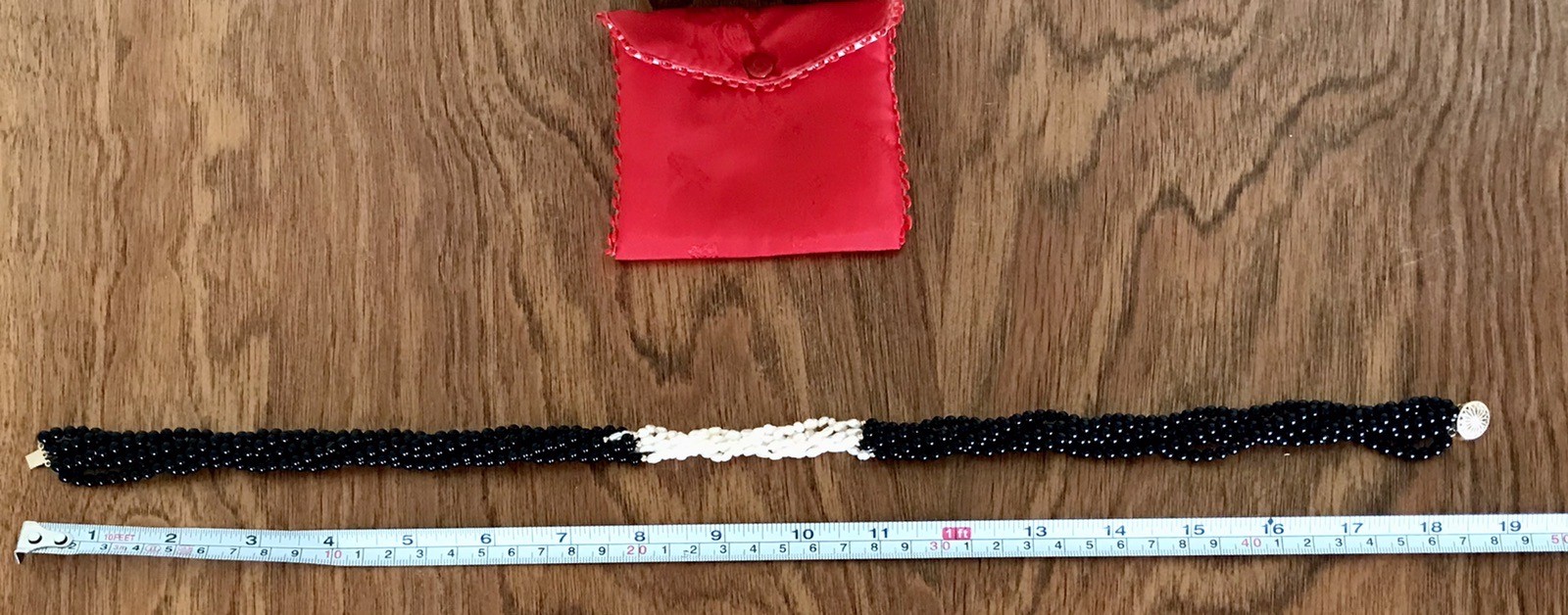 Vintage Freshwater Pearl Onyx Gold 6-Strand Necklace Choker 19″