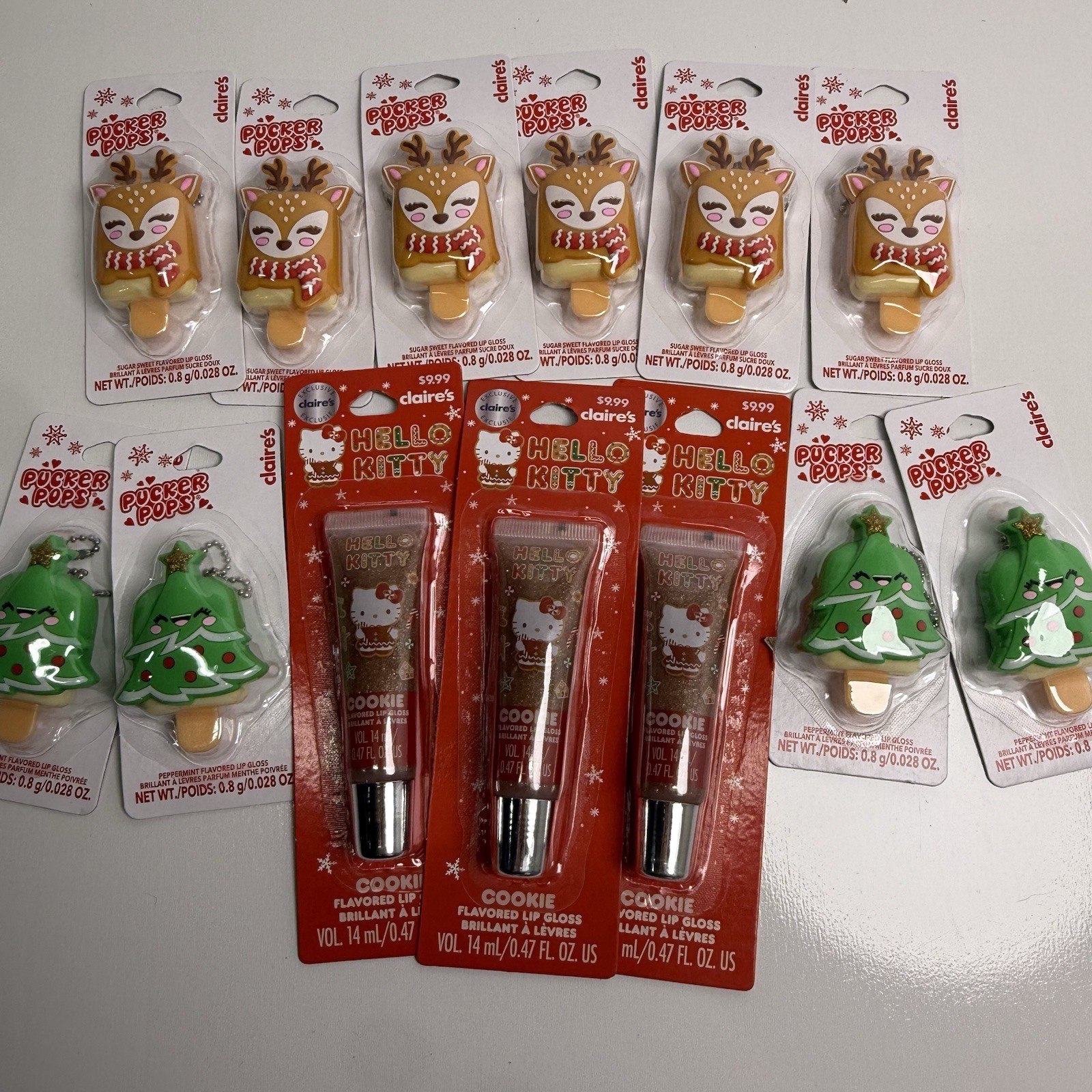 Lot Hello Kitty Earrings Bow Lipgloss Keychain Christmas Stocking Stuffers Gift