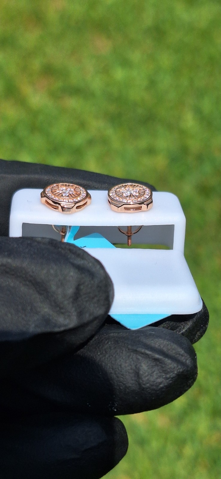 Real Moissanite Stud Earrings 925 Sterling Silver Iced Out Cluster Screwback Men