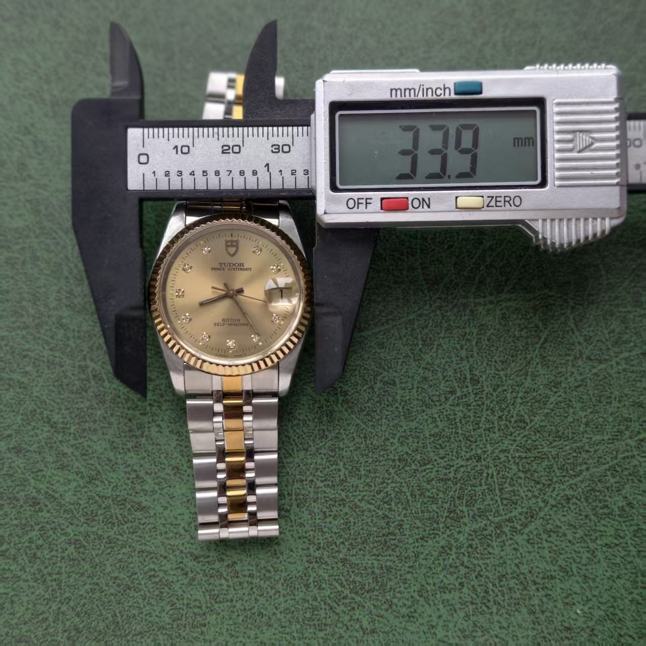 Tudor 10-Diam Champagne Dial Prince Date 74033 Men’s Watch Automatic 34mm