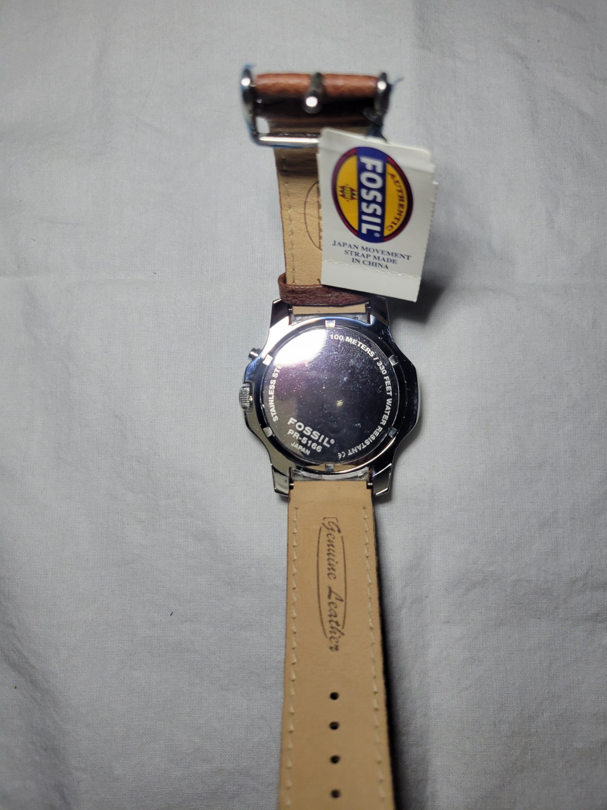 Vintage SHERATON HAWAII BOWL FOSSIL WATCH PR-5066 BROWN LEATHER BAND