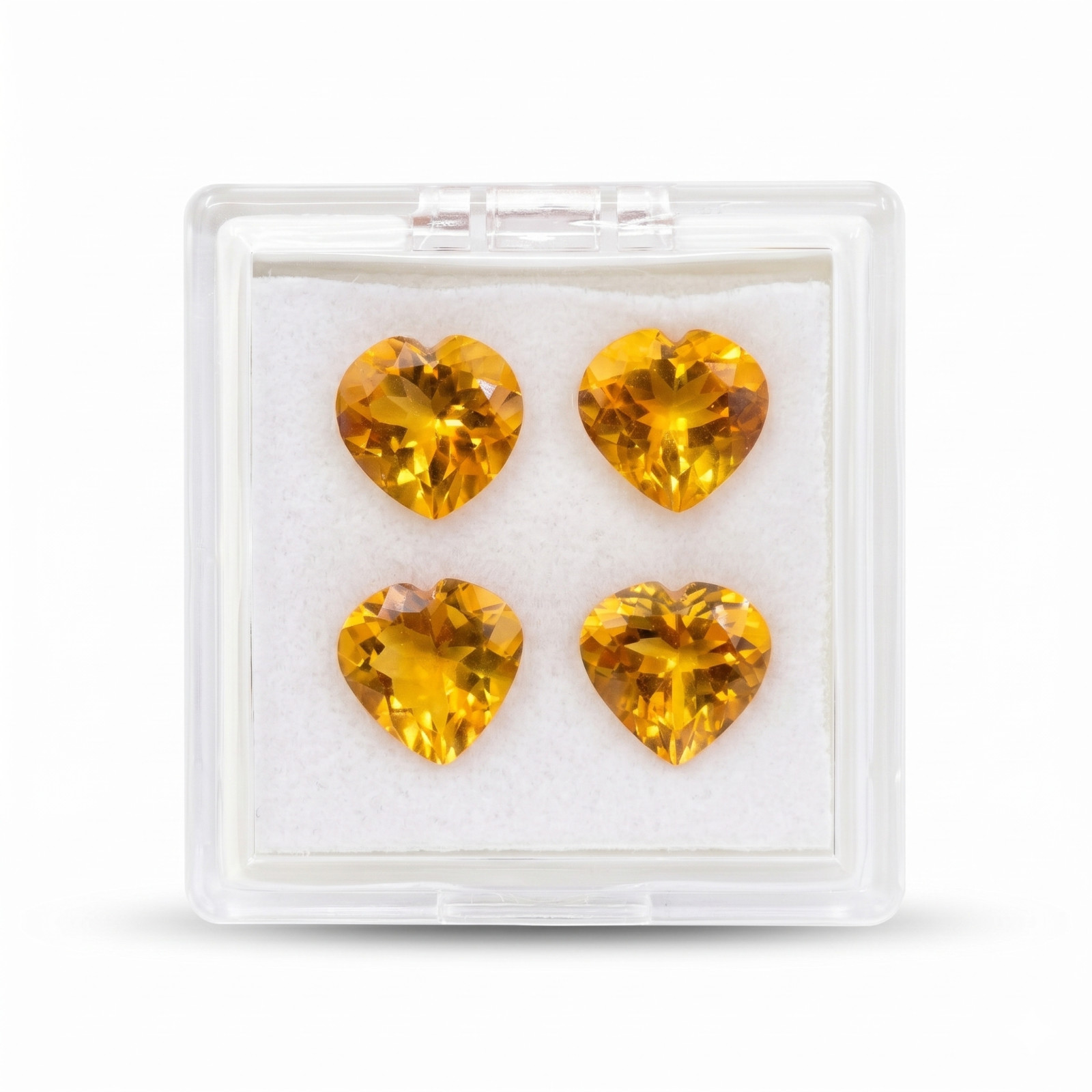 Natural Citrine 11 MM Heart Faceted Cut 4 Pcs Lot Yellow Gemstone 15.56 Cts.