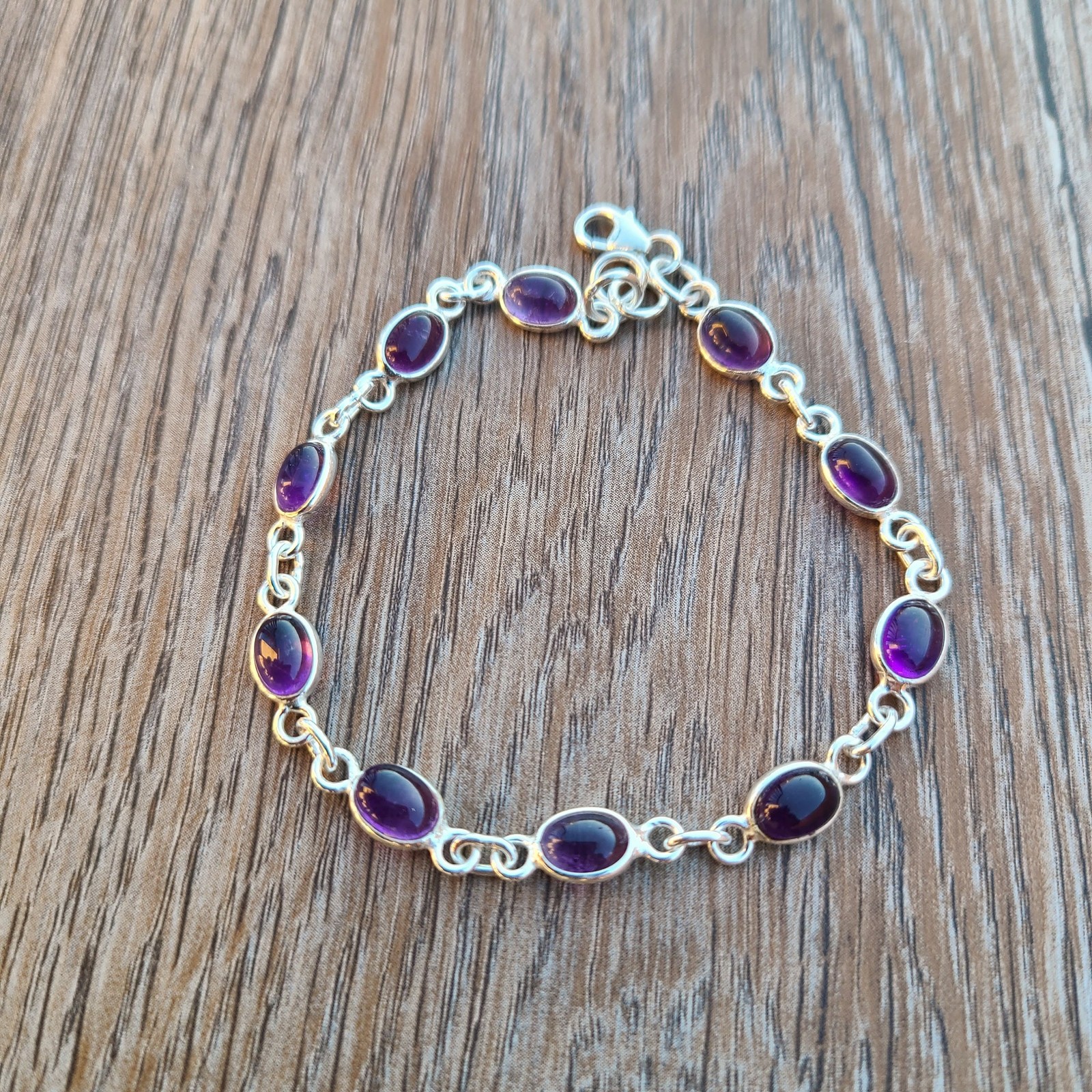 Genuine Amethyst Bracelet 925 Sterling Silver | Healing Boho Gemstone Jewelry