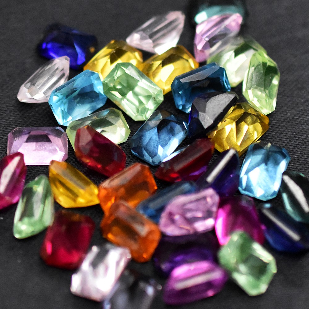 Certified 7×5 mm Natural Mix Color Sapphire Emerald Cut Gemstone 12.00 Ct Lot