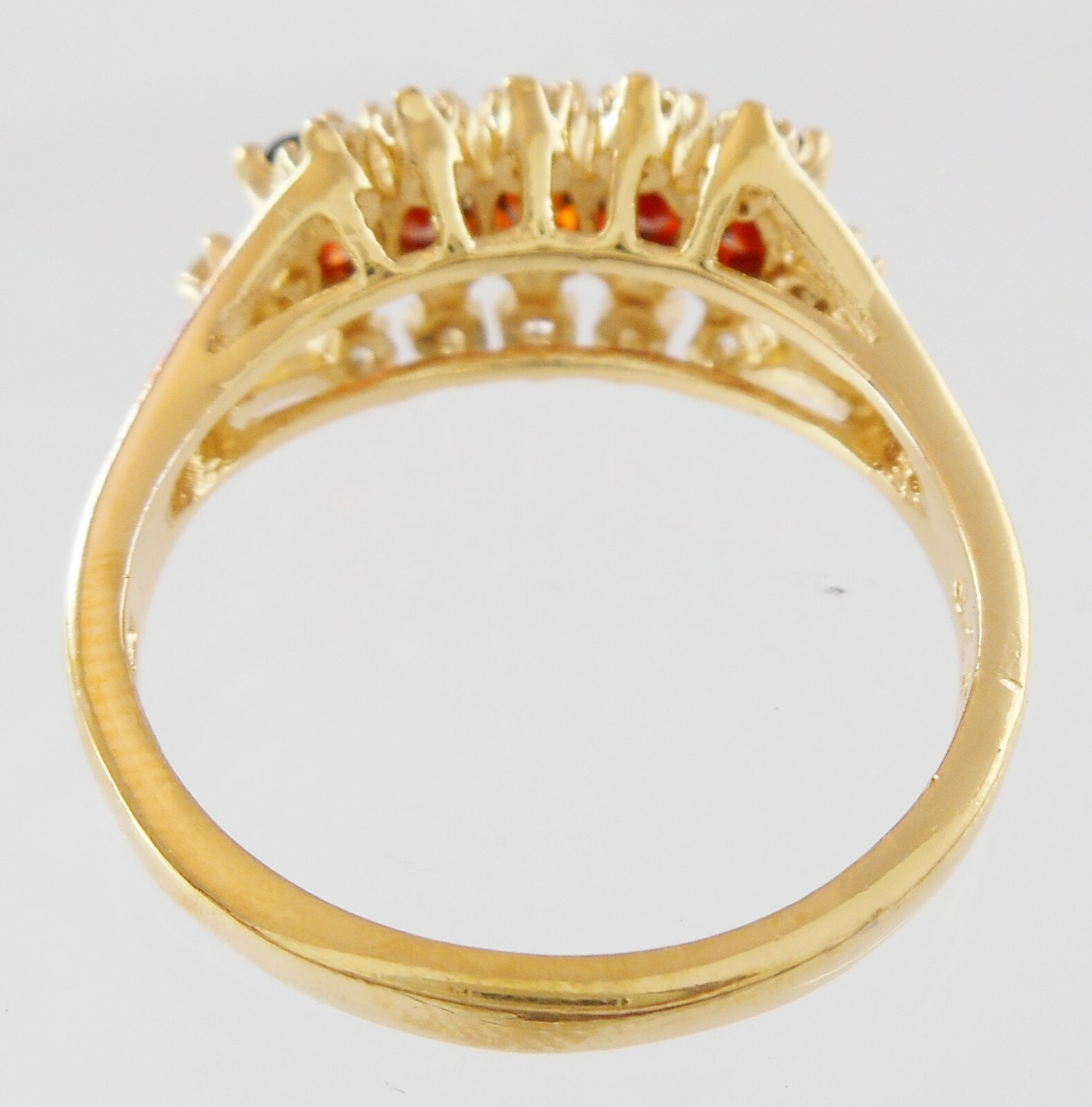 Vint LIND Designer Ring Garnet & YAG Diamond Simulant Yellow Gold EP Size 10