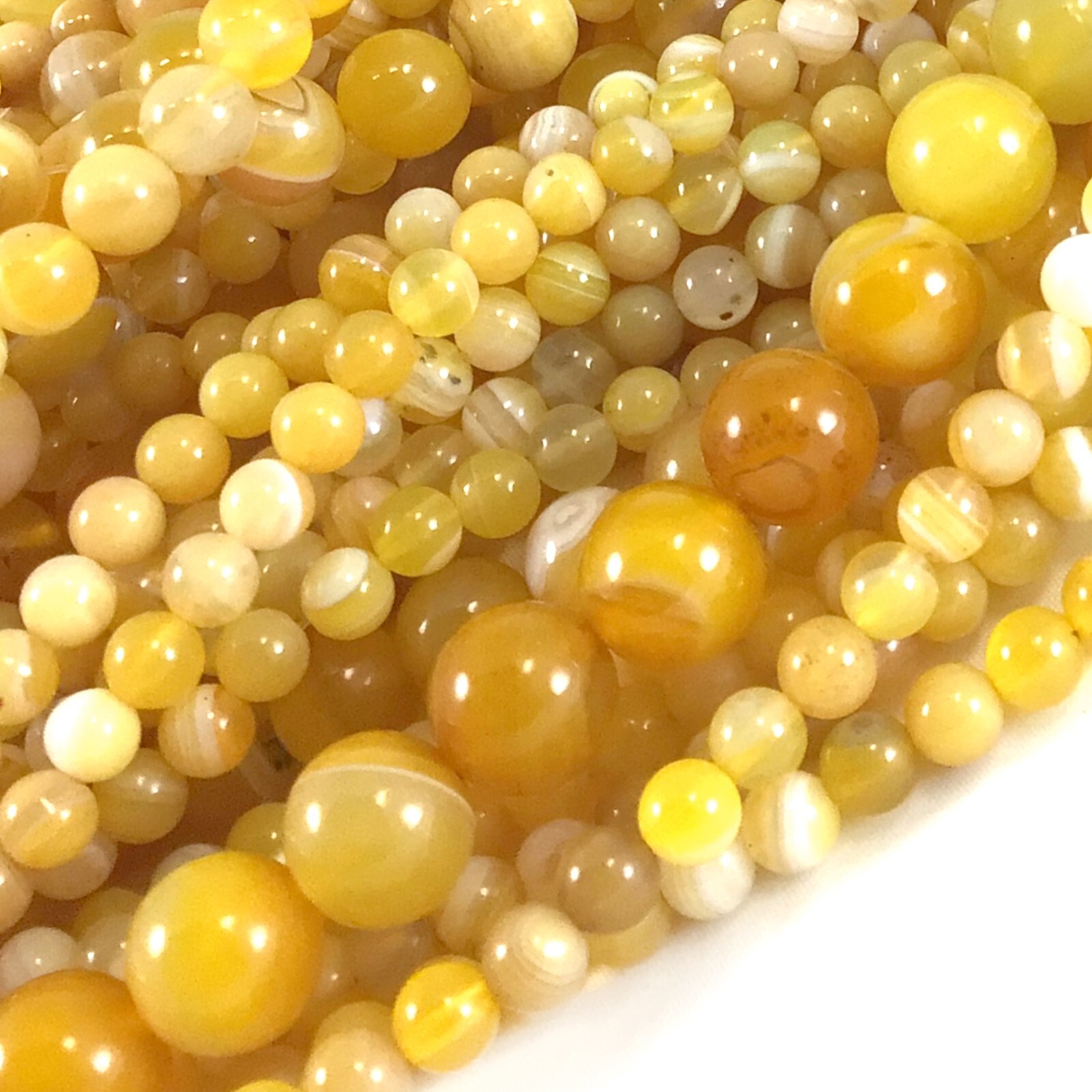 Natural Gold Yellow Stripe Agate Round Bead 15″ Jewelry Making Gemstone Bead