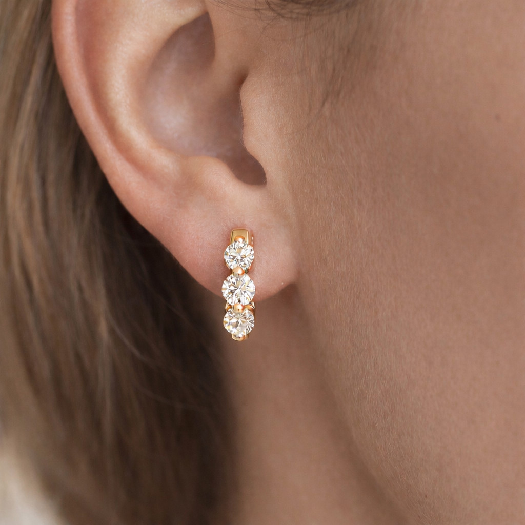 1.45 Carat Round Cut Moissanite Stone Hoop Earring in Sterling Silver for Women
