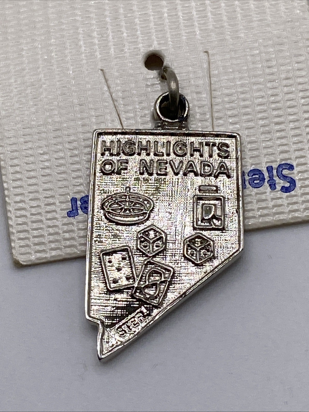 Sterling Silver Nevada State Charm Map Las Vegas, Carson City Highlights Nevada