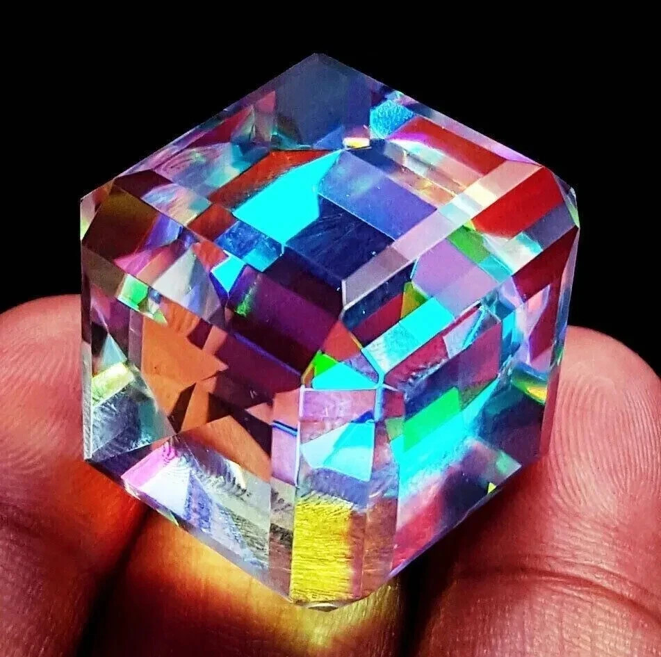 50.00 Ct+ Natural Cube Cut Rainbow Color Mystic Quartz Loose Gemstone AAA+
