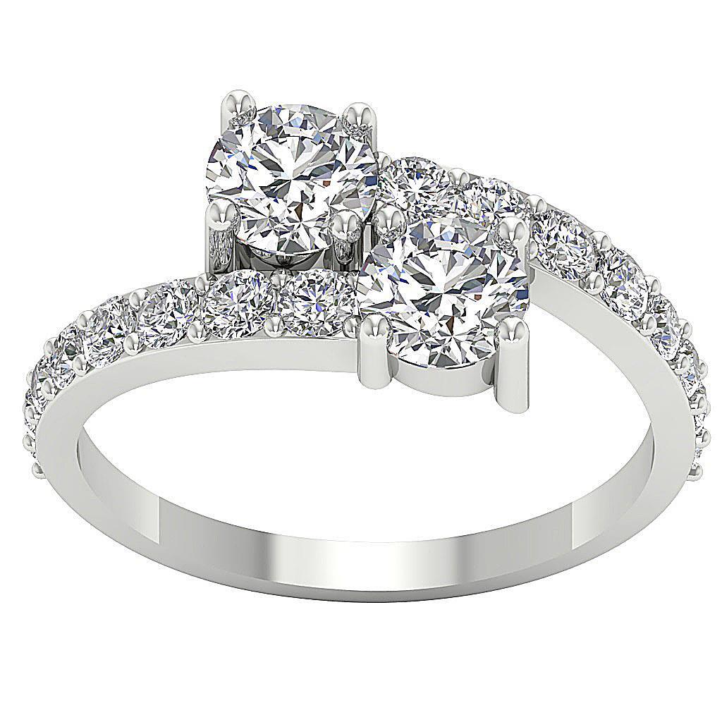 VS1 F 1.85 Carat Solitaire Ring Forever Us Two Stone Lab Grown Diamond 14K Gold