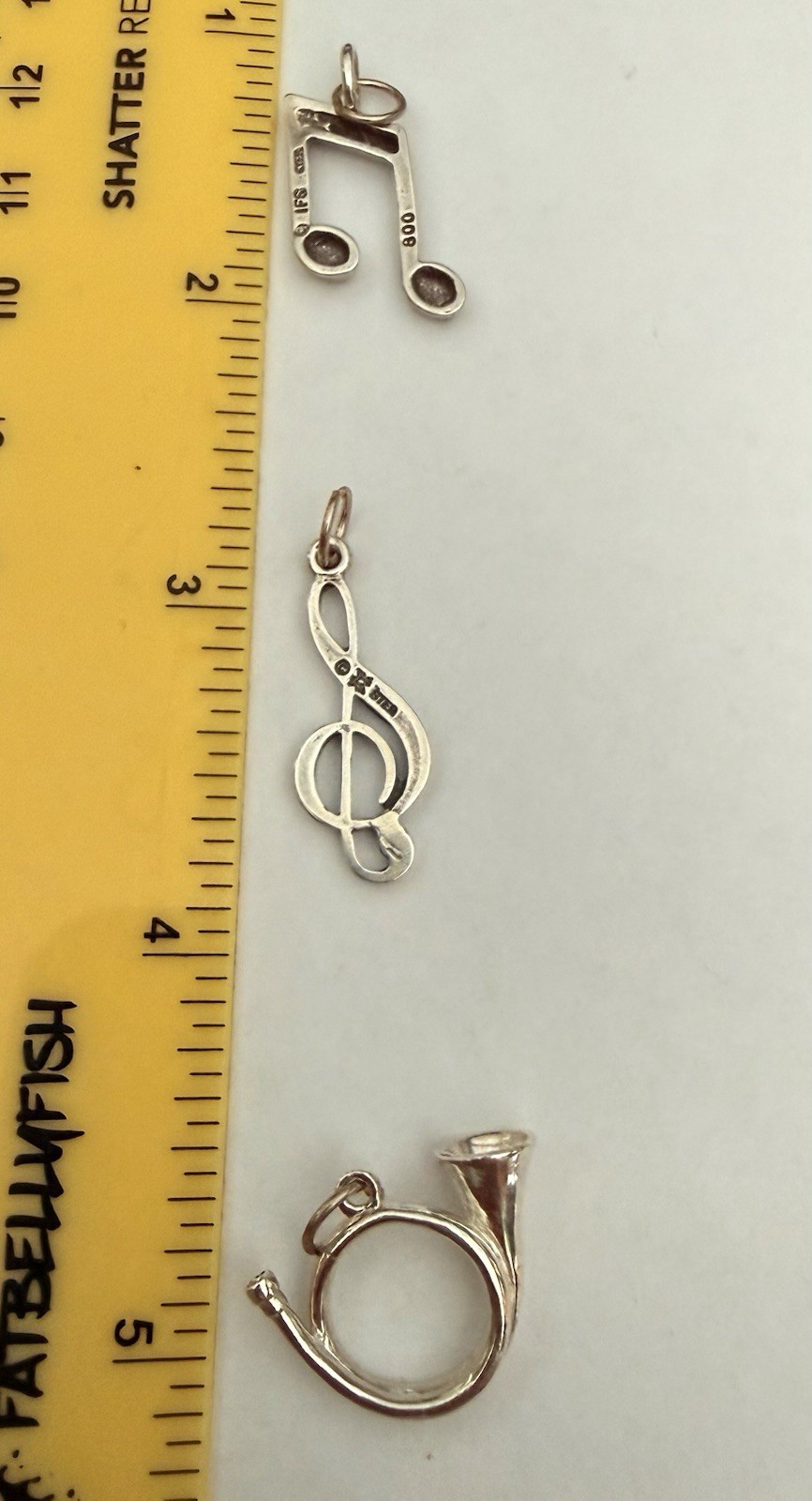 Vintage Sterling Silver Treble Clef Music Note Pendant Charm ( Old Stock)