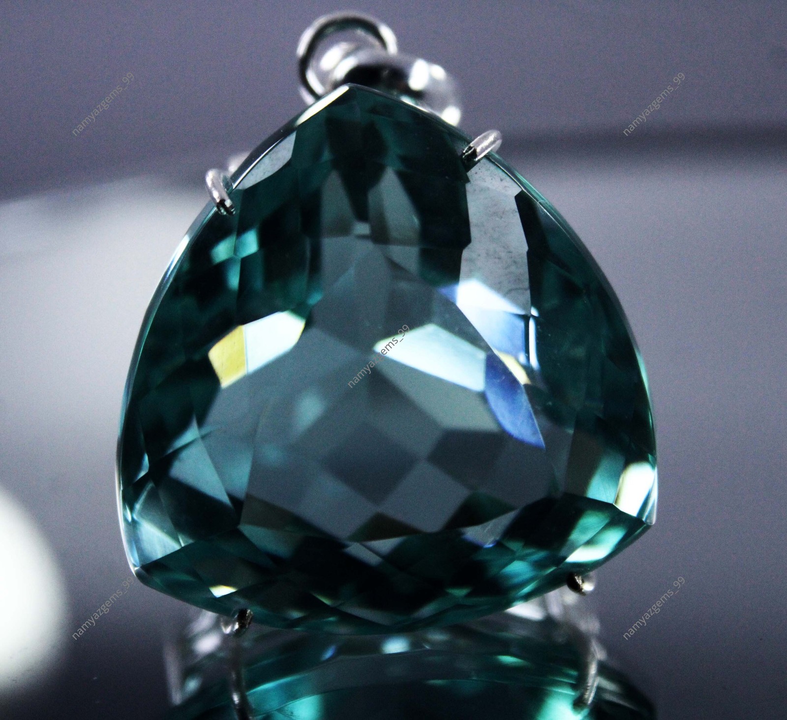 107.10 Ct Natural Aquamarine 925 Solid Silver Pendant Pear Cut Gemstone