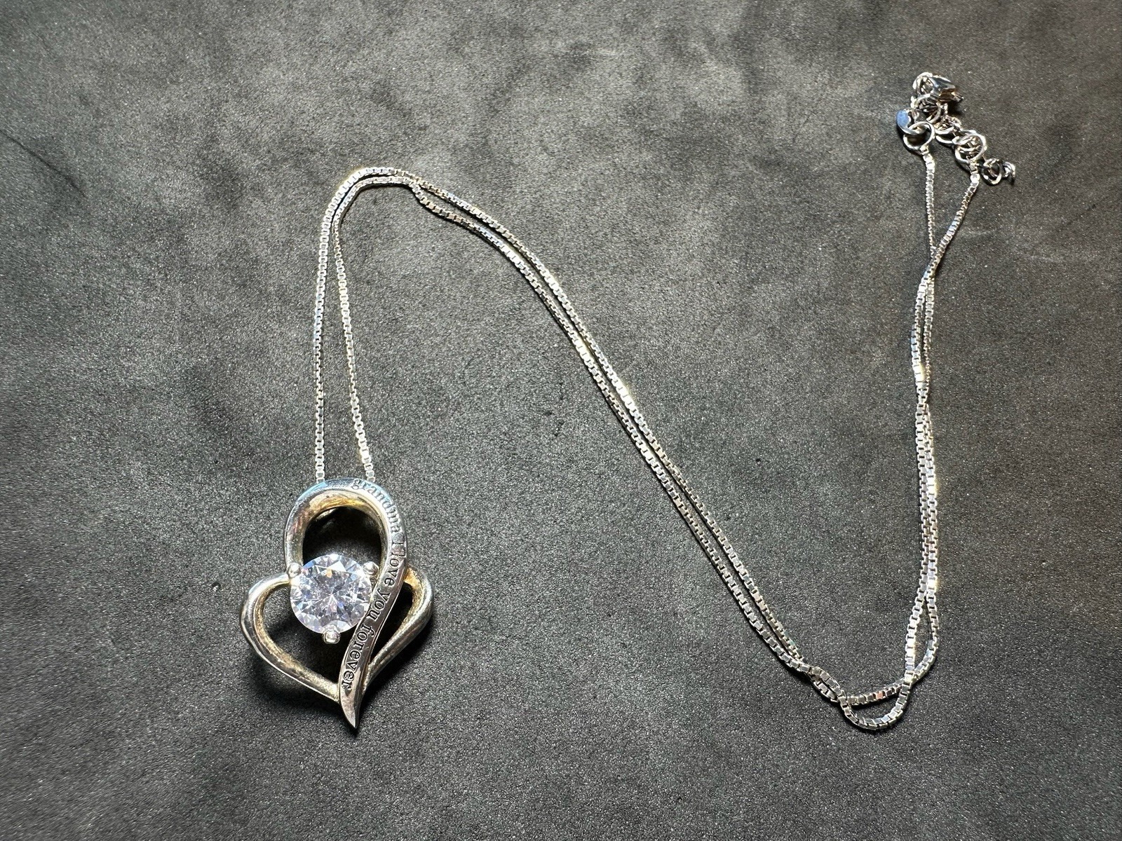 6.00g Vintage 925 Sterling Silver Open Heart Solitaire Adjustable M 19.5 in