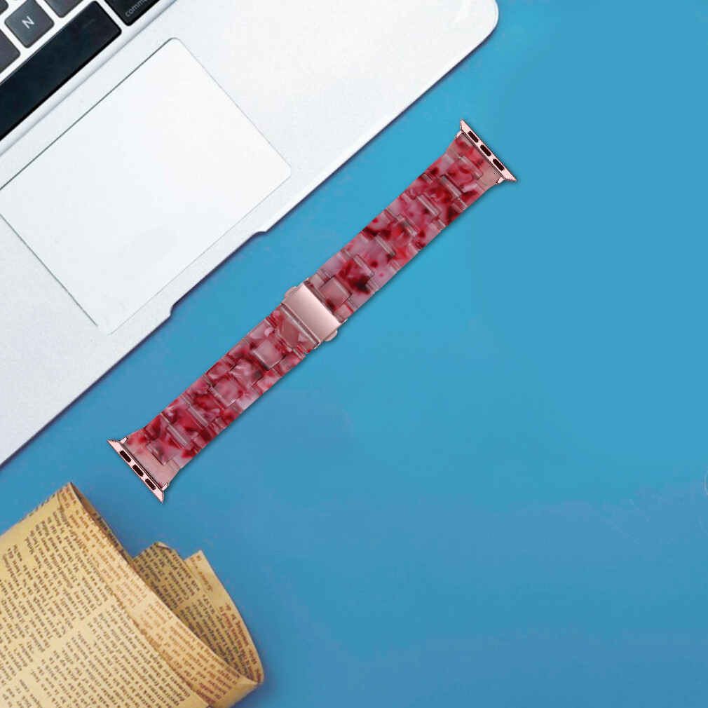 Fashion Resin Stainless Steel Watch Strap Band for Apple Watch 8/7/SE/6/5/4/3/2