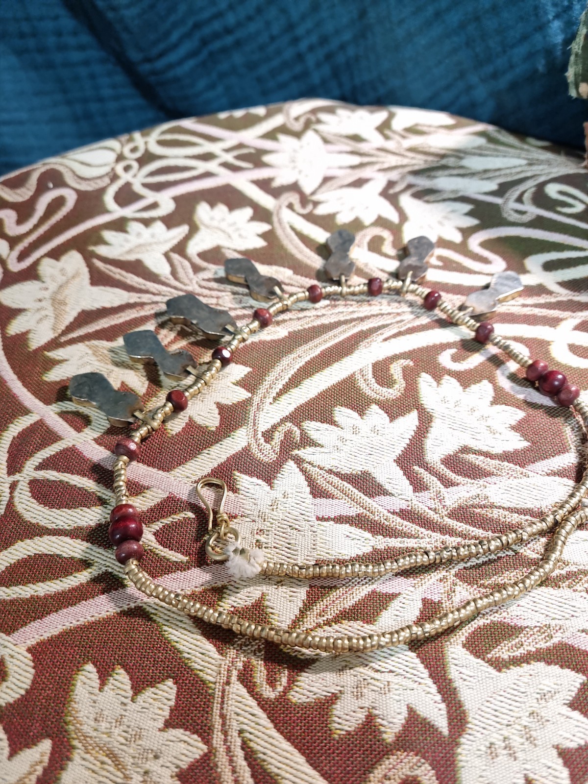 Egyptian Revival necklace with blue enamel pendants – 51cm, 30.7g