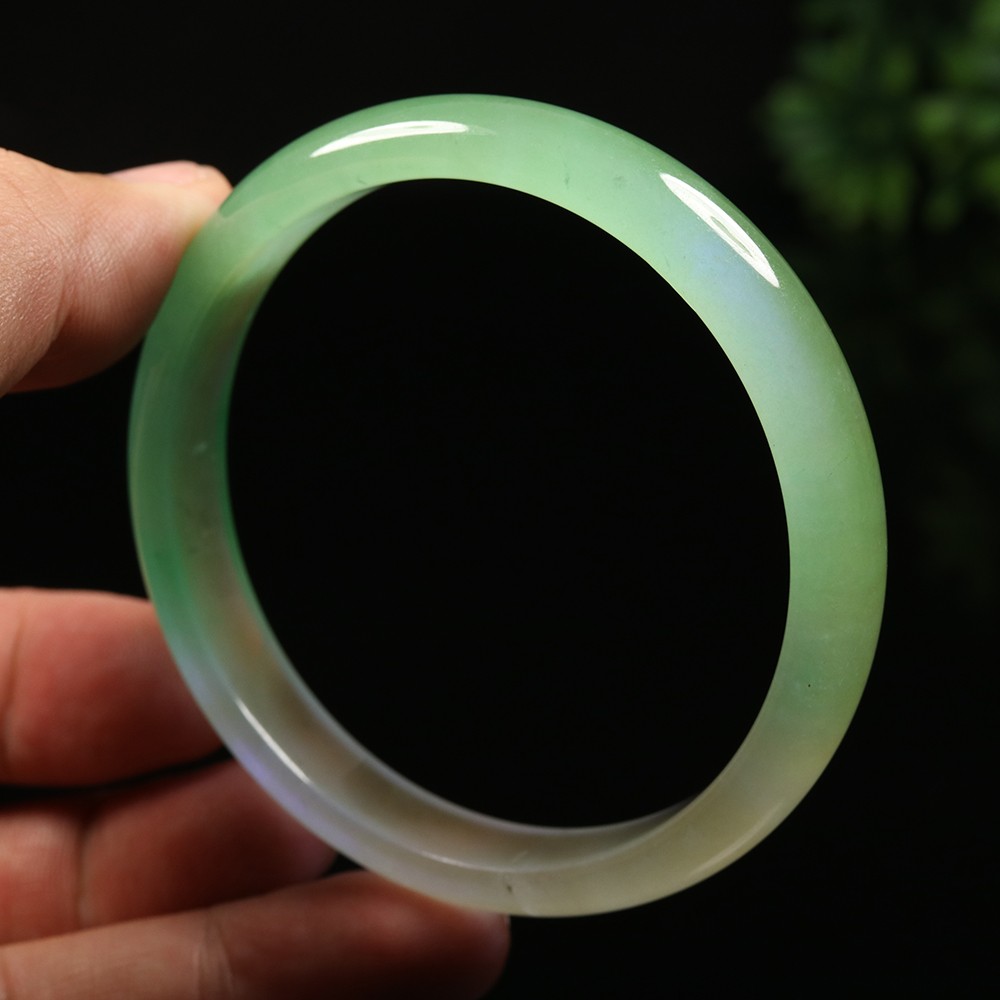 61mm Lavender Green Icy Jadeite Jade Bangle Bracelet Burma Jadeite A-14163