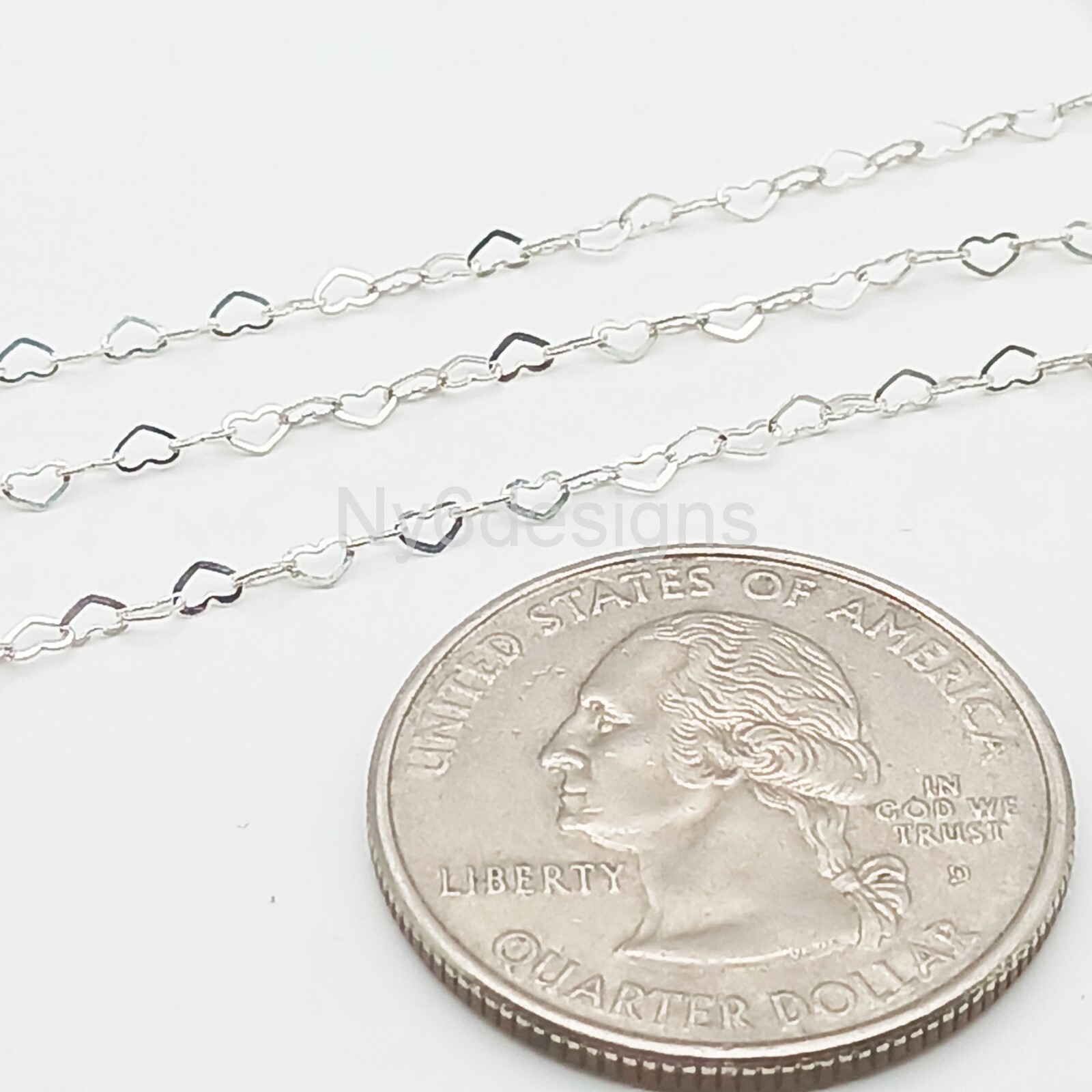 925 Sterling Silver Flat Heart Cable Chain 2.7×1.9mm Jewelry Supply sold by ft