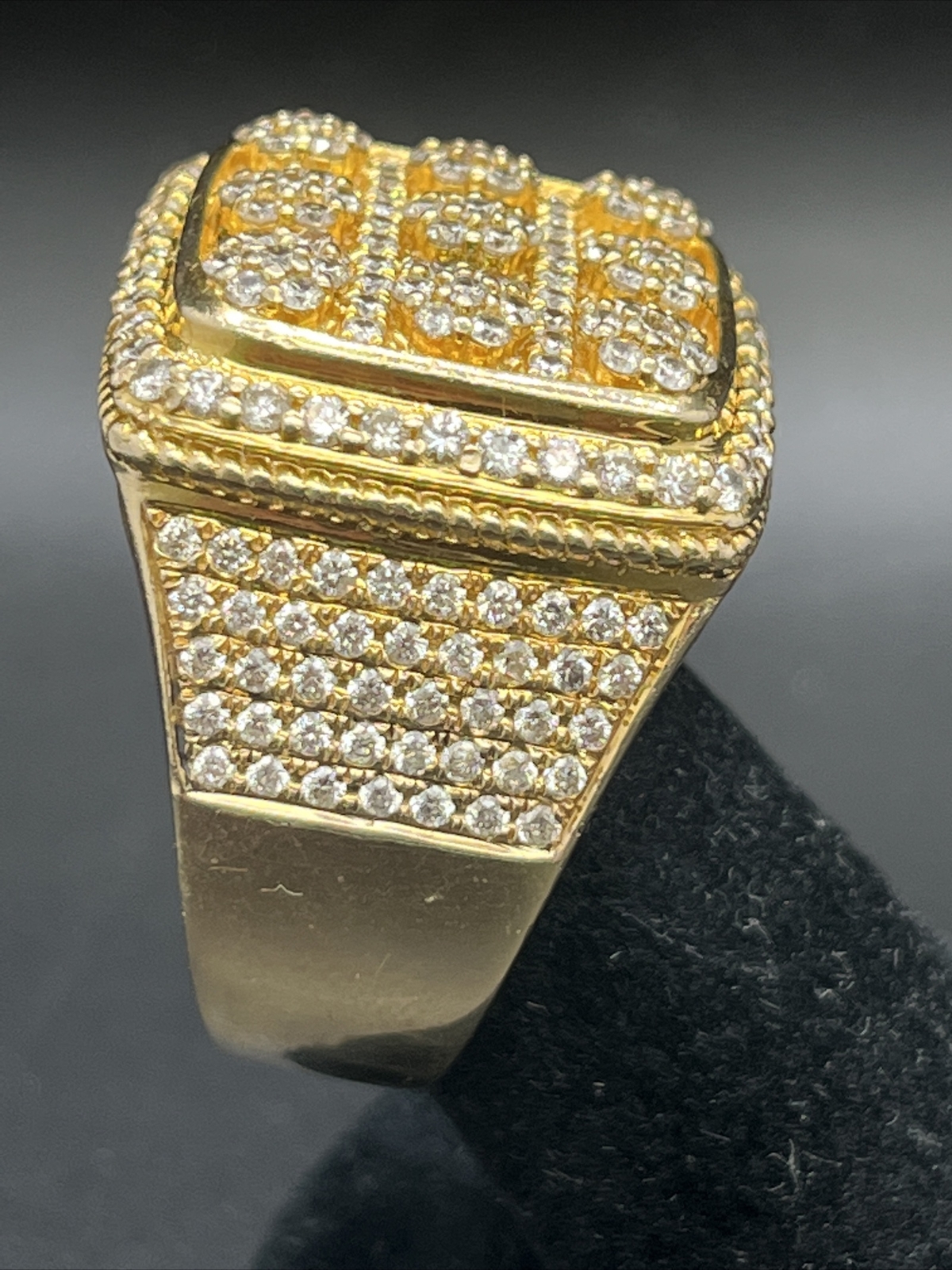 14K Solid Yellow Gold Diamond 2.00CT Men’s Ring Size 10.5