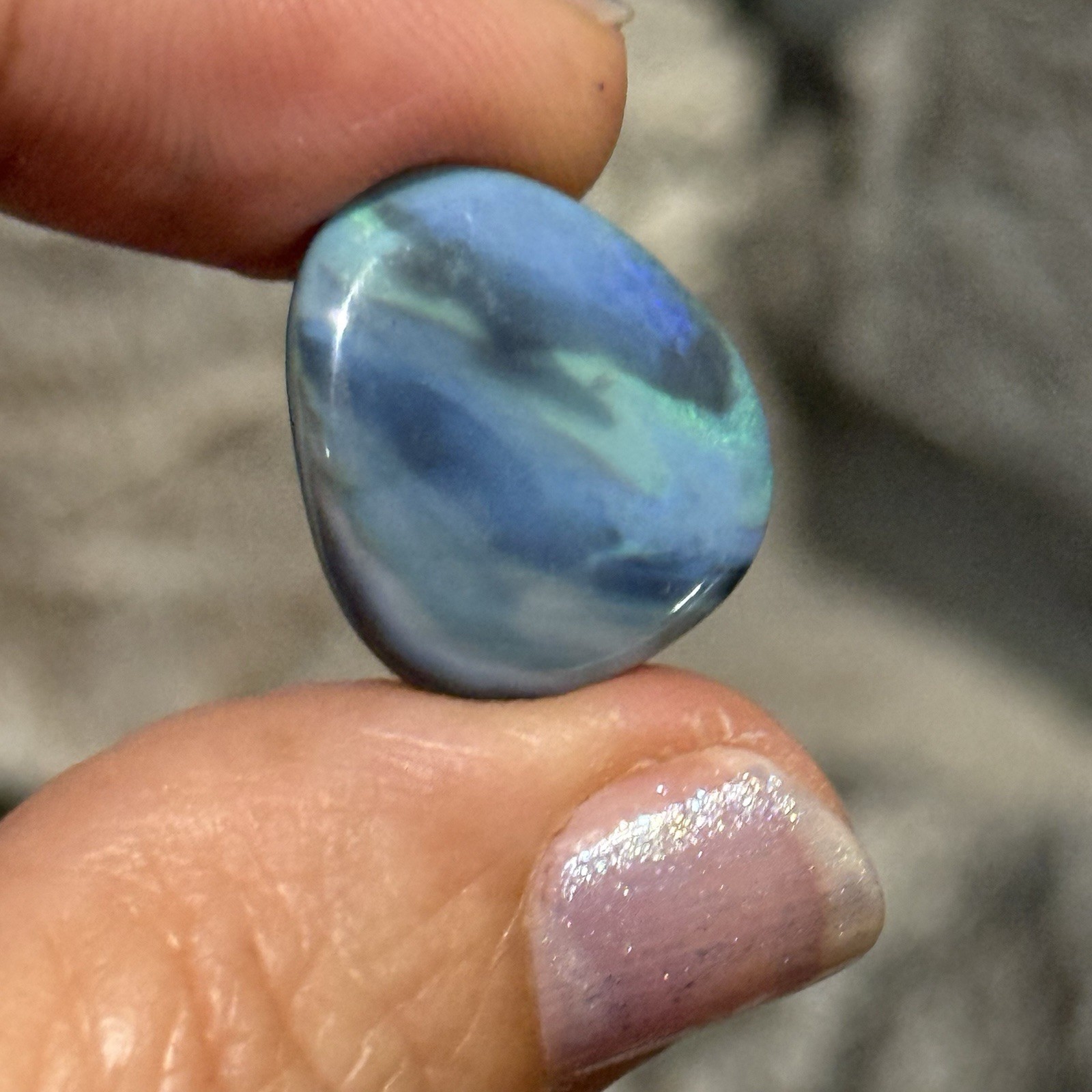 9.05ct 18.8×16.7×3.9mm Solid Picture Australian Black Opal Cabochon Loose Gem